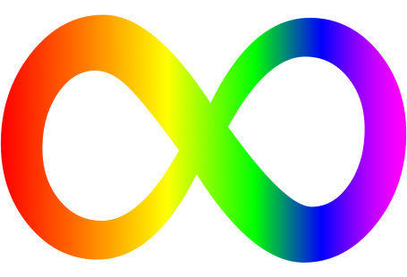 il simbolo dell'infinito con i colori dell'arcobaleno a simboleggiare la neurodivergenza