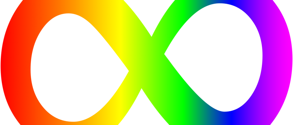 il simbolo dell'infinito con i colori dell'arcobaleno a simboleggiare la neurodivergenza