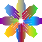 un disegno in cui otto mani coi colori dello spettro luminoso si uniscono